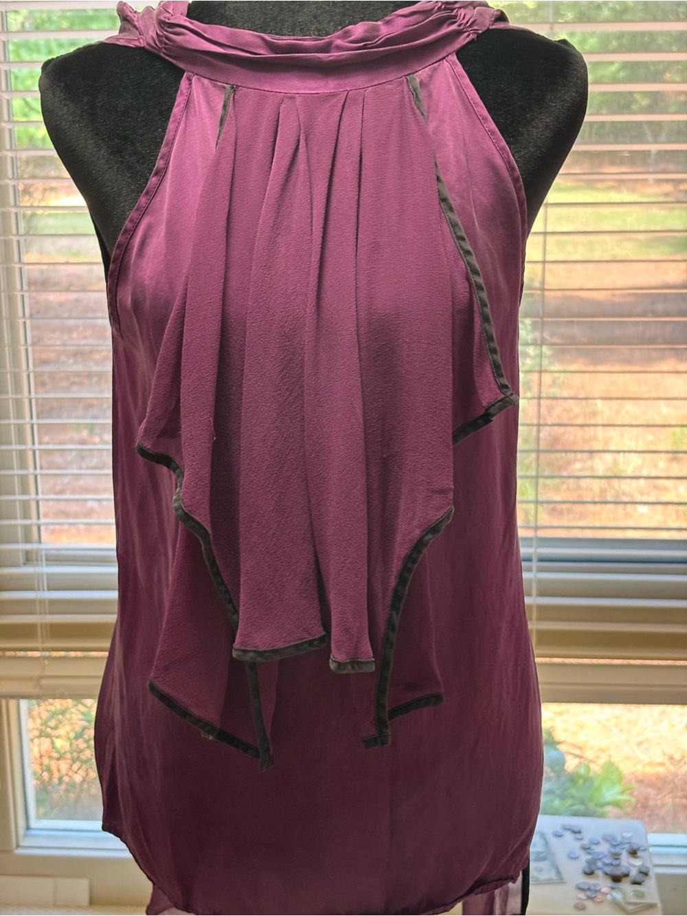 Nu Collective SILK Plum Ruffle Halter summer capsule wardrobe old money